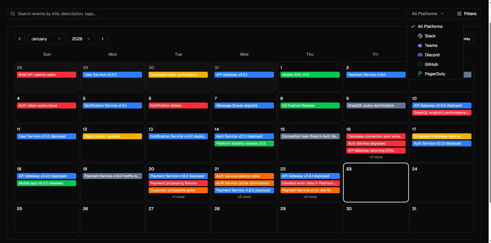 Event Timeline & Calendar