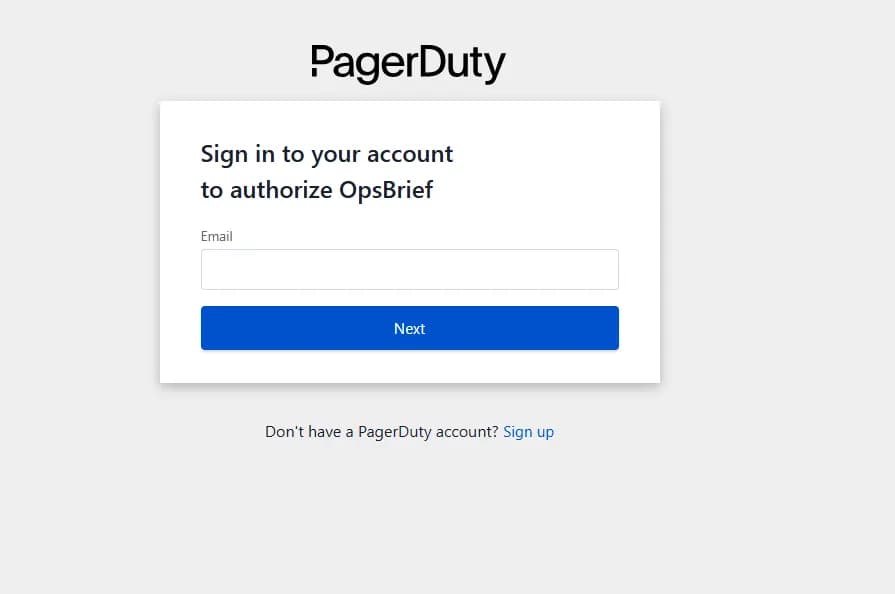 PagerDuty OAuth authorization page showing permissions requested by OpsBrief